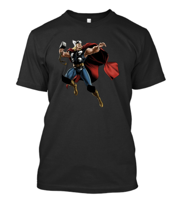 Thor Classic Marvel Superhero With Hammer And Red Cape T-Shirt