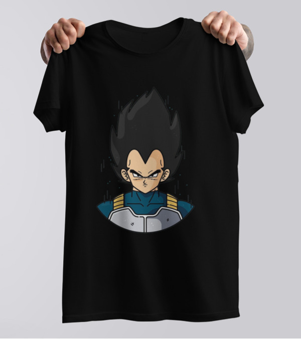 Vegeta Super Saiyan Armor Black Hair Iconic Anime Character T-Shirt