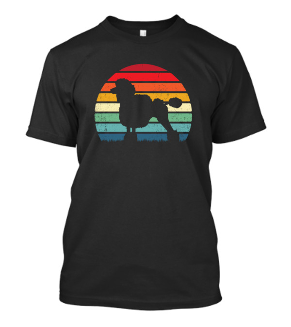 Vintage Poodle Dog Retro Sunset T-Shirt