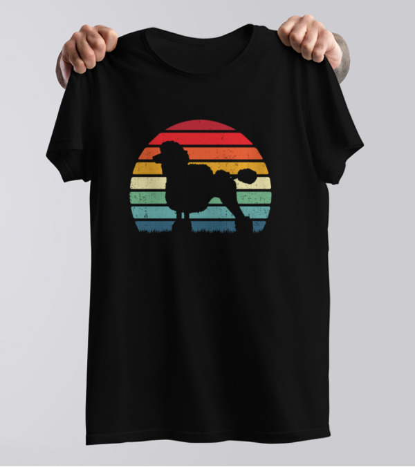 Vintage Poodle Dog Retro Sunset T-Shirt