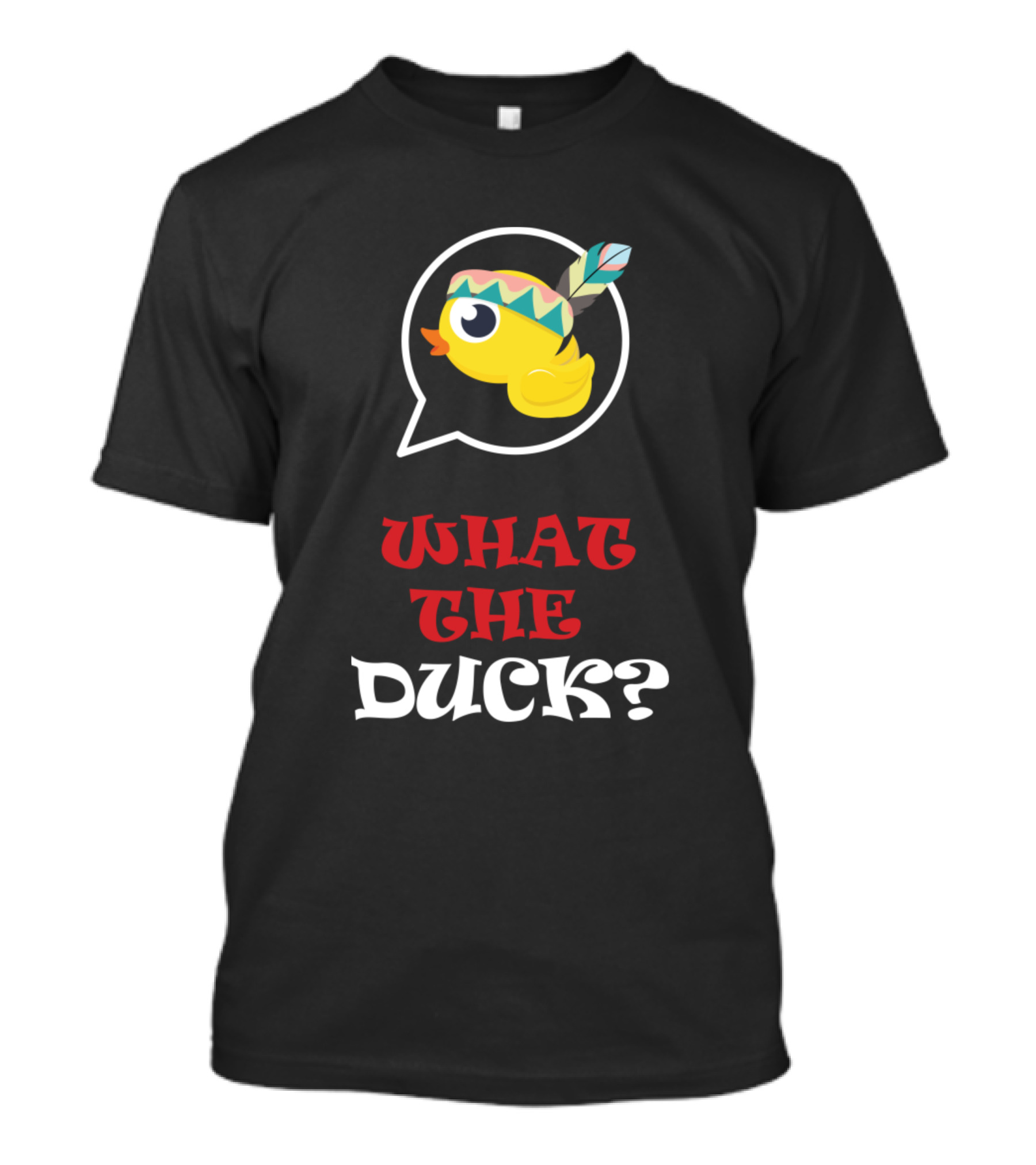 What The Duck Feathered Headband Speech Bubble T-Shirt