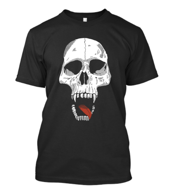 White Skull With Red Tongue T-Shirt