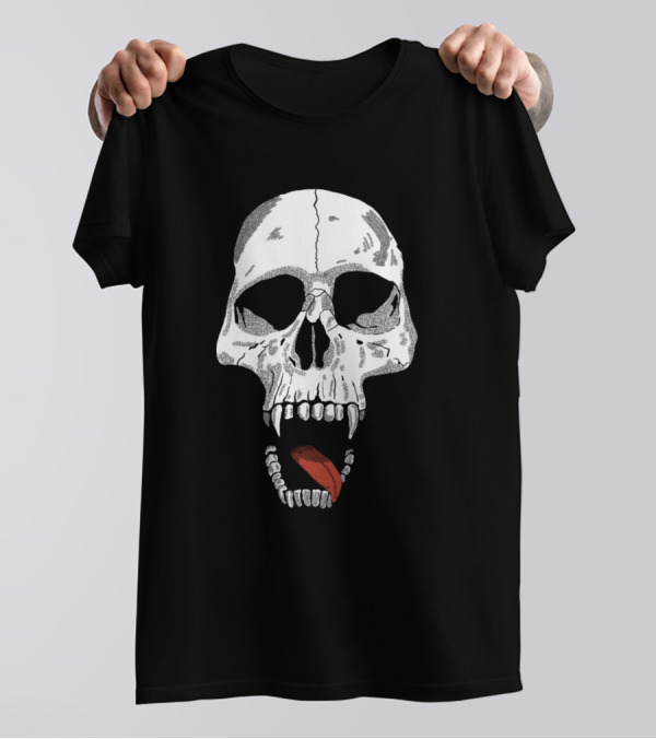 White Skull With Red Tongue T-Shirt