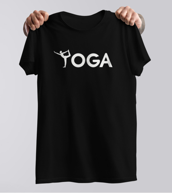 Yoga Silhouette Stretch Pose Letters T-Shirt