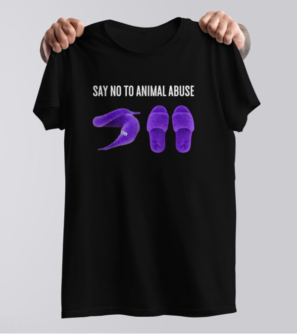 Say No To Animal Abuse Worm On A String Meme Purple Slippers T-Shirt