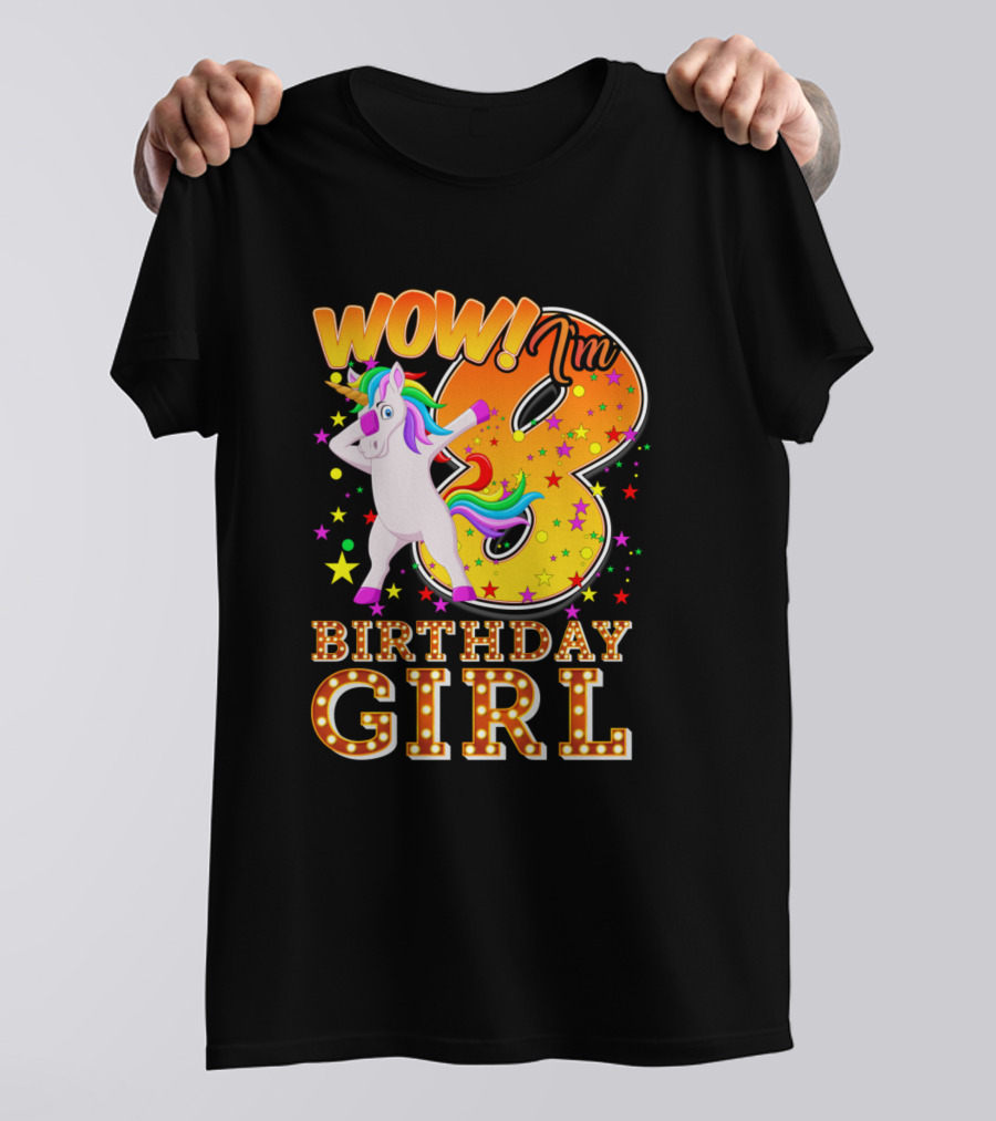 Wow I'm 8 Birthday Girl Unicorn T-Shirt