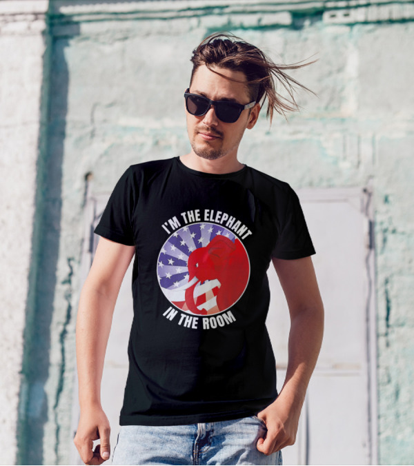 I'm The Elephant In The Room Republican USA Flag Background T-Shirt