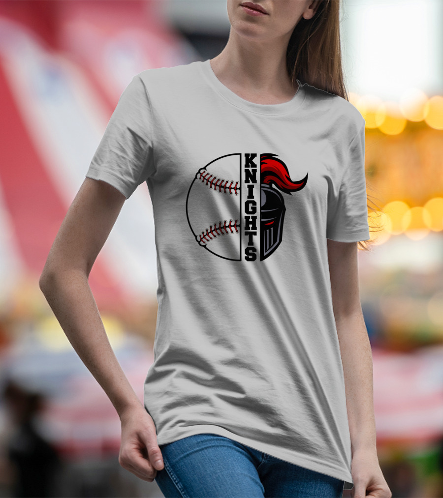 Knights Baseball Half Baseball Half Helmet Emblem T-Shirt