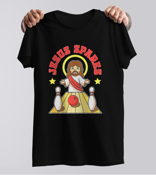 Jesus Spares Funny Christian Bowling Ball Pin Bowlers T-Shirt