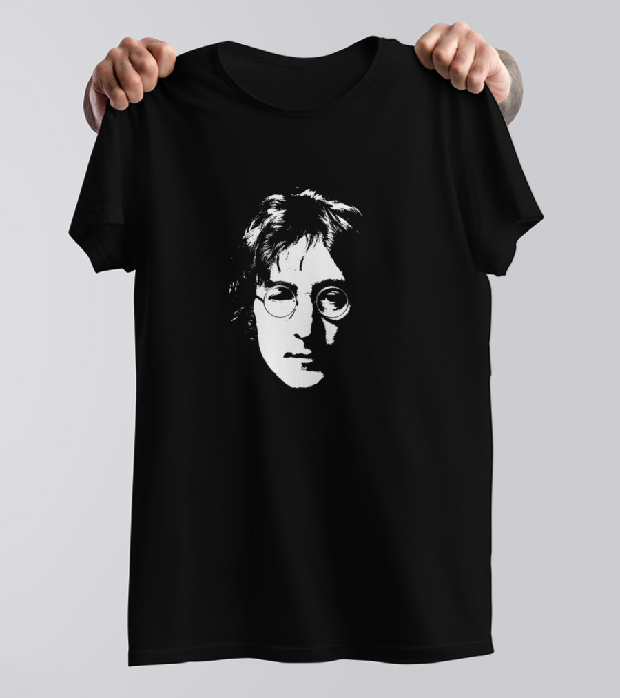 John Lennon Black And White Face With Glasses T-Shirt