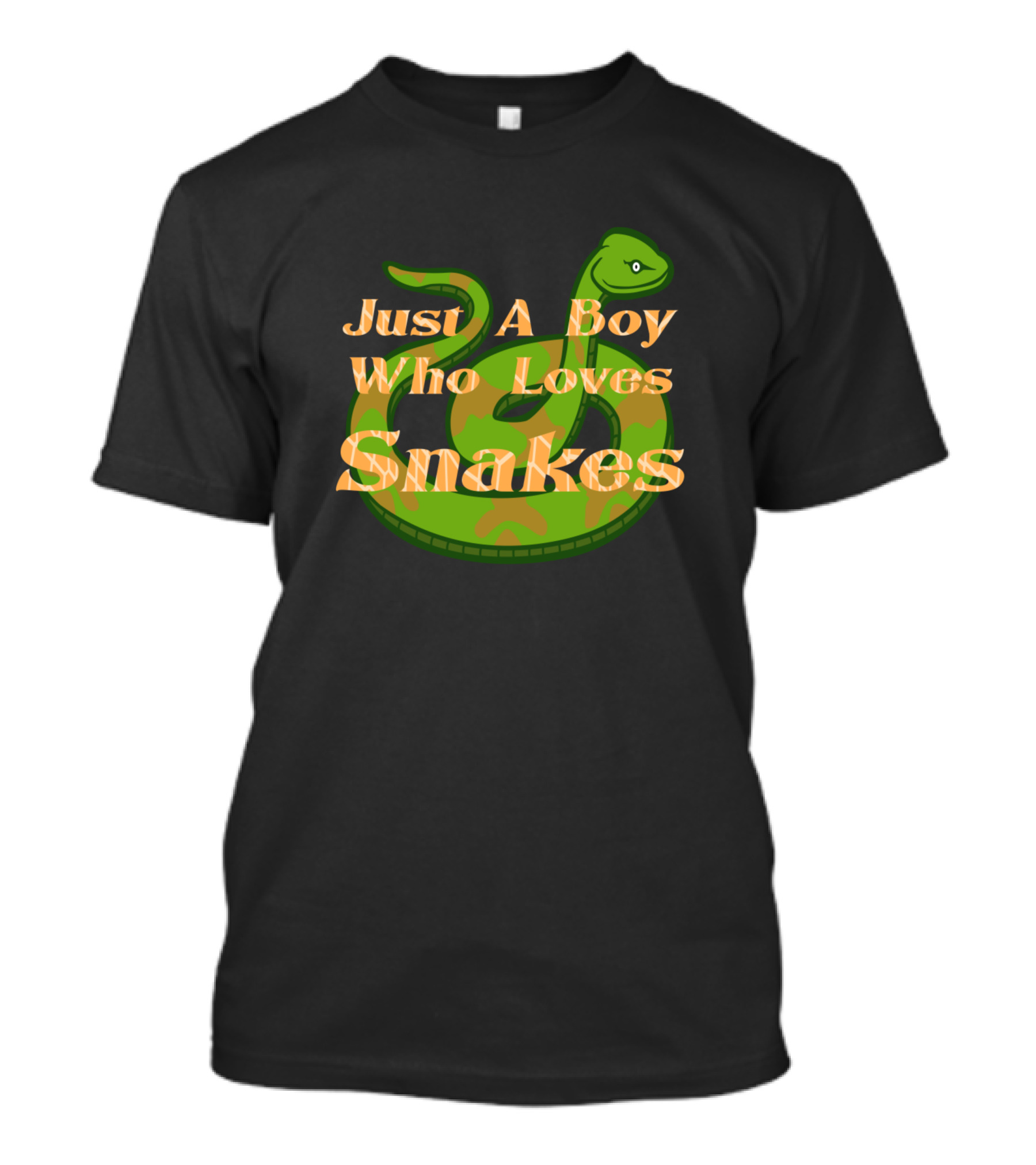 Just A Boy Who Loves Snakes Green Cartoon Snake T-Shirt