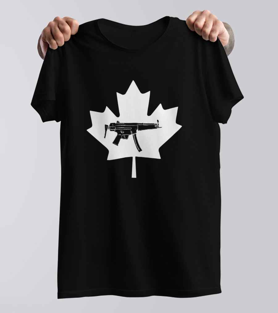 Keep Canada Tactical Maple Leaf Gun T-Shirt