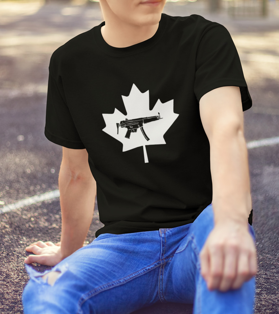 Keep Canada Tactical Maple Leaf Gun T-Shirt