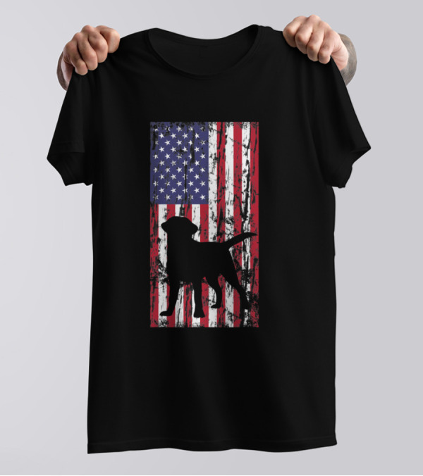 Labrador Retriever Labzilla Puppy American Flag T-Shirt