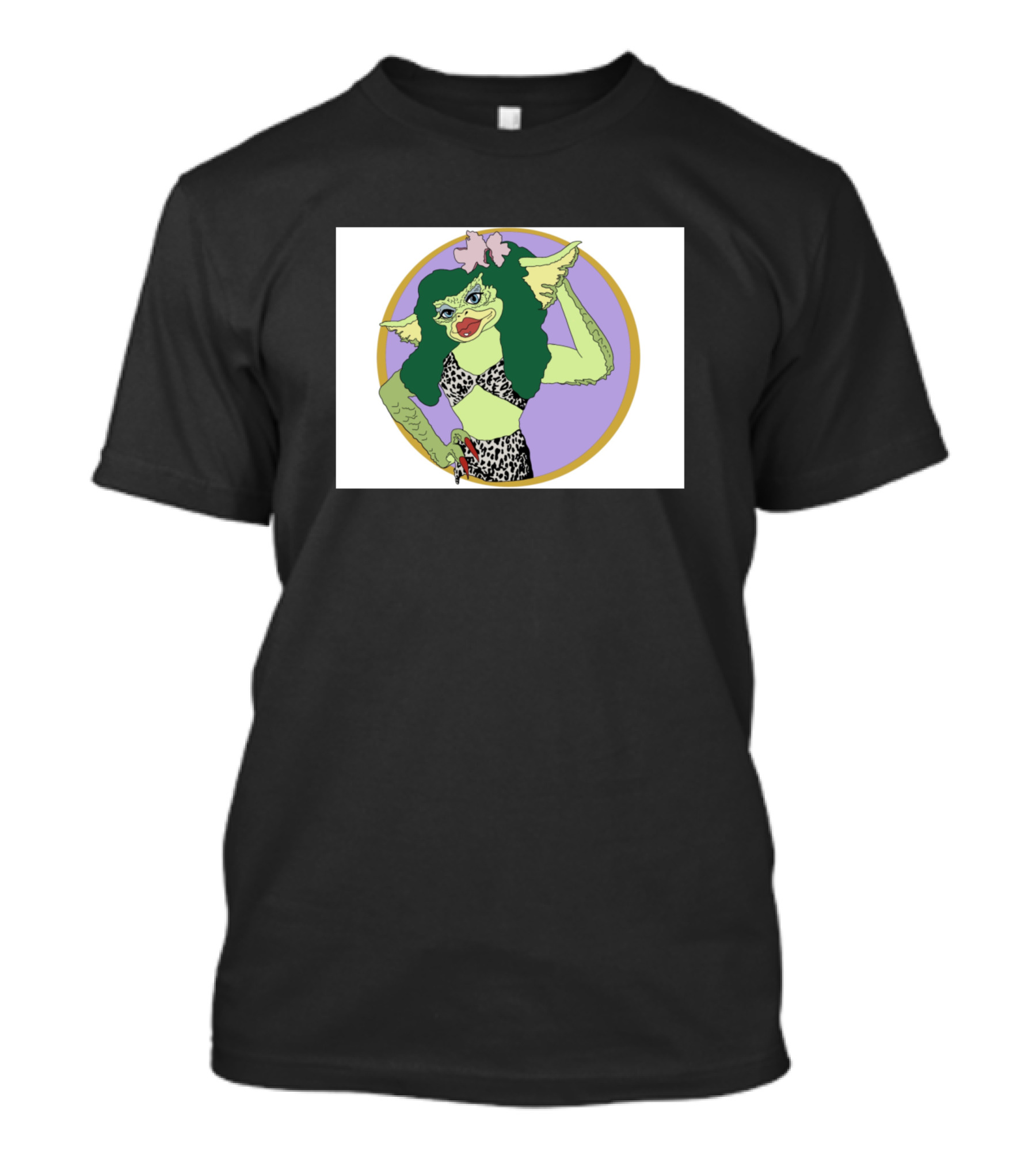 Lady Gremlin Fashion Style Icon In Leopard Print Circle T-Shirt