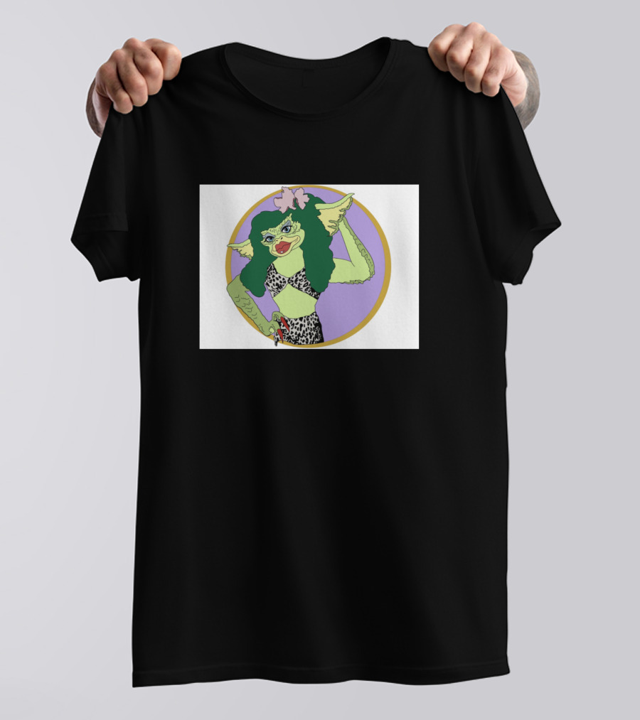 Lady Gremlin Fashion Style Icon In Leopard Print Circle T-Shirt