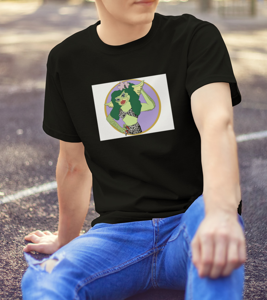Lady Gremlin Fashion Style Icon In Leopard Print Circle T-Shirt