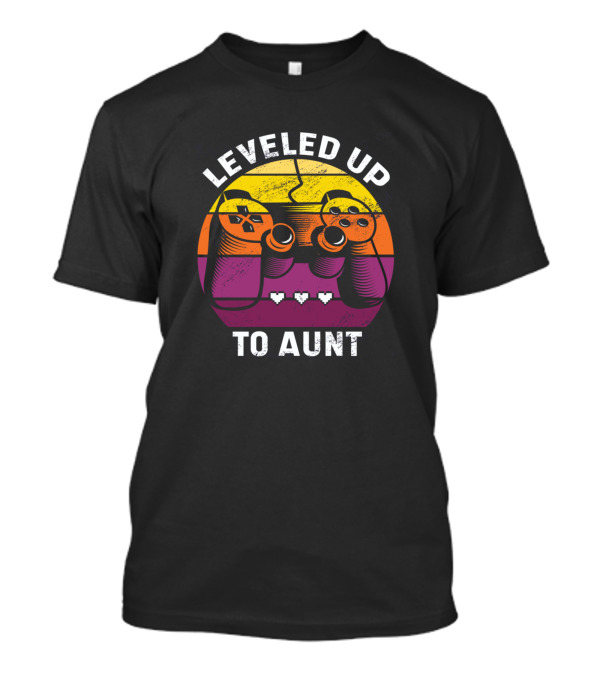 Leveled Up To Aunt Retro Game Controller Heart Life Bars T-Shirt