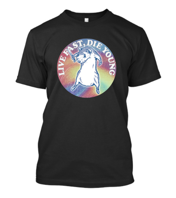 Live Fast Die Young Rodent Retro Rainbow T-Shirt
