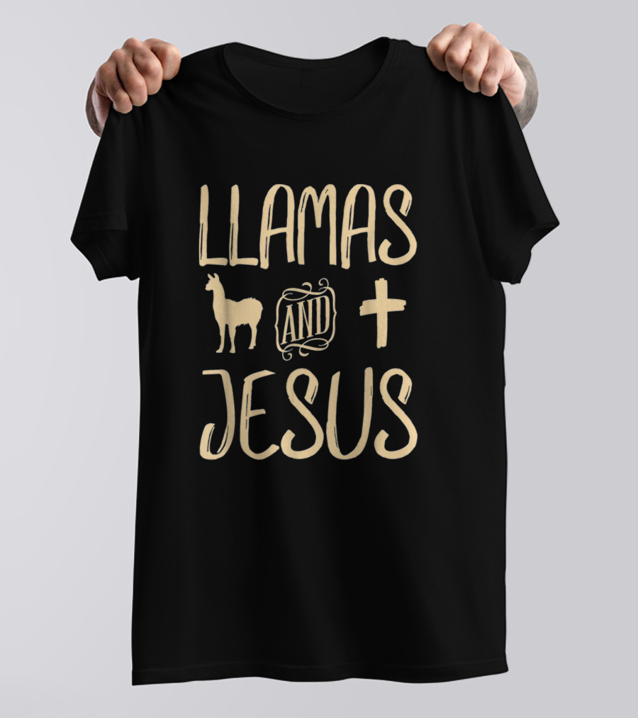 Llamas And Jesus With Cross T-Shirt