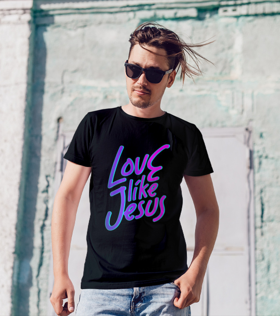 Love Like Jesus 90s Style Retro Neon Text T-Shirt