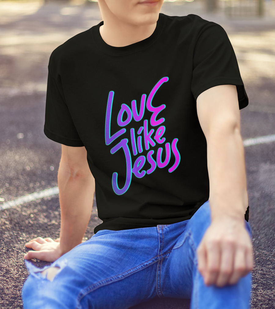 Love Like Jesus 90s Style Retro Neon Text T-Shirt