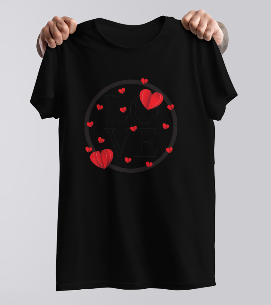 LOVE Valentine Hearts Circle T-Shirt