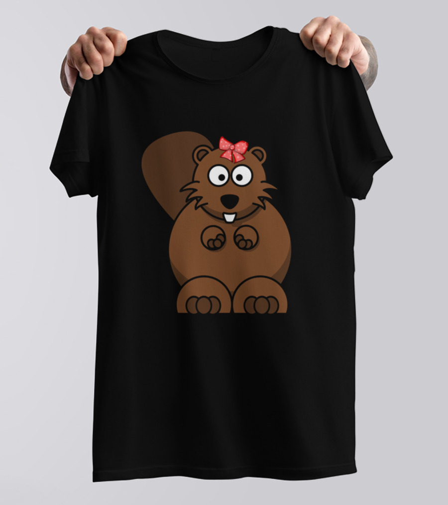 Lustiges Biber Baby Mit Schleife Kinder Kleidung T-Shirt