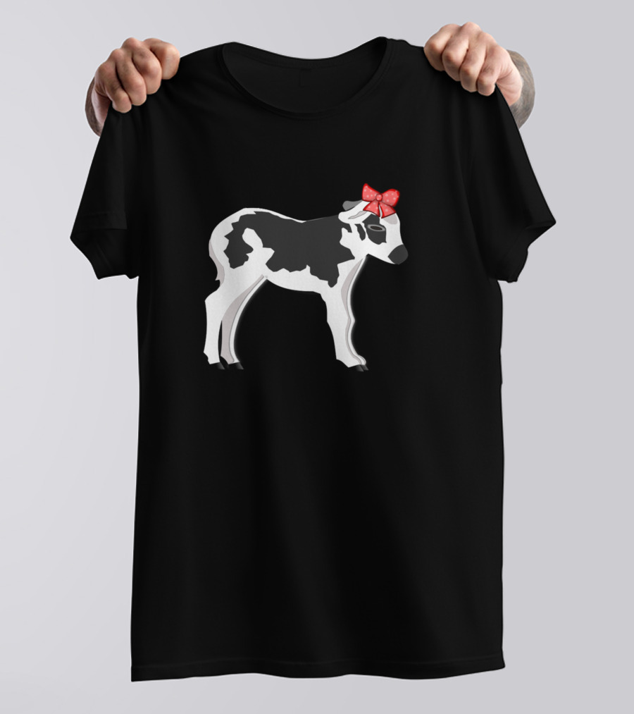 Lustiges Es Kalb Baby Mit Schleife Tolles Kind Comic Schwarz Weiß Rot T-Shirt