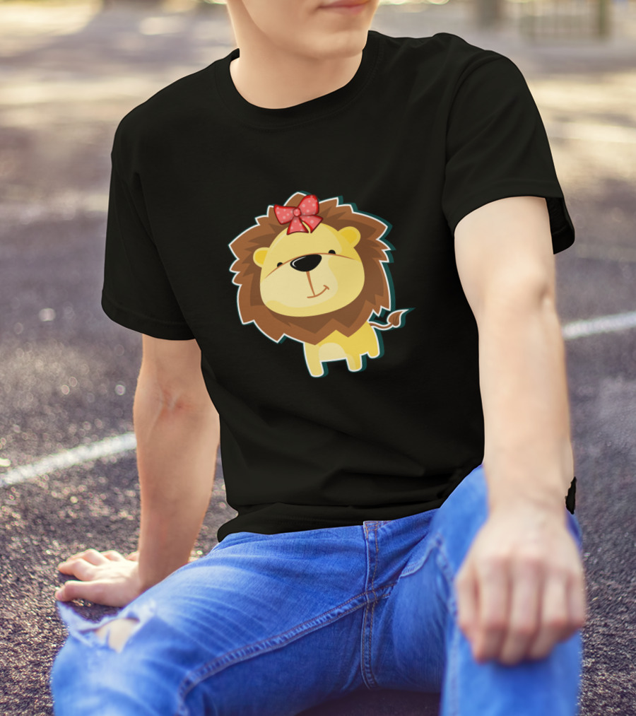 Lustiges Es L Wen Baby Mit Schleife Tolles Kin Süßes Löwenbaby Comic T-Shirt