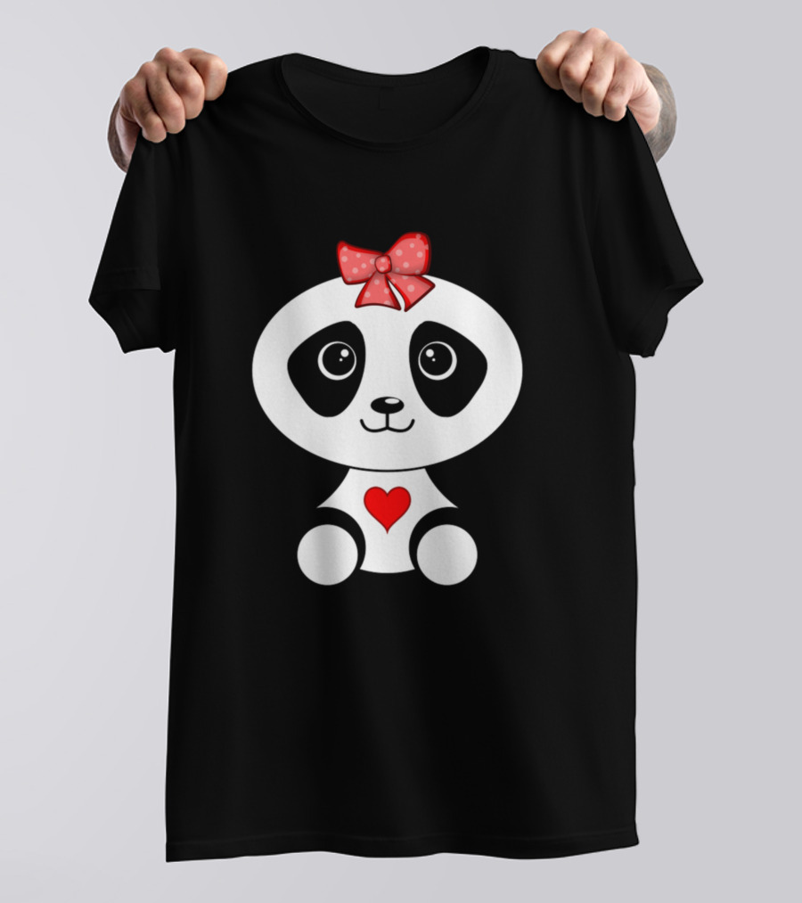 Lustiges Panda Baby Mit Schleife Und Herz Tolles Kin T-Shirt