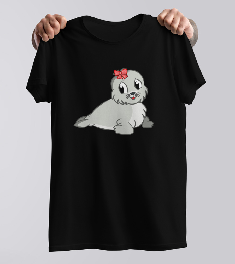 Lustiges Robbenbaby Mit Süßer Schleife Tolles T-Shirt