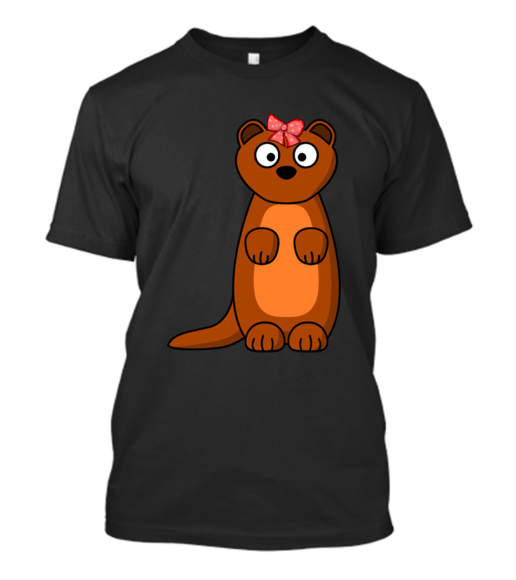 Lustiges Es Wiesel Baby Mit Schleife Tolles Comic Cute Weasel With Red Polka Dot Bow T-Shirt
