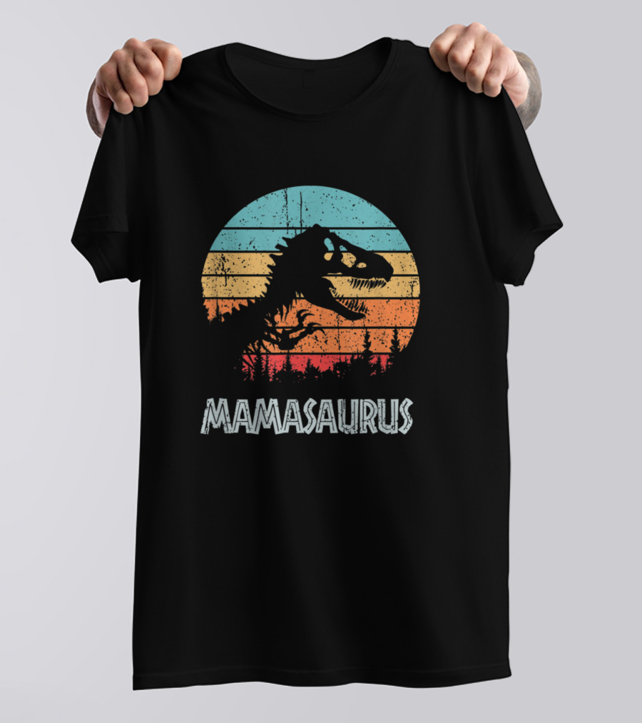 Mamasaurus Rex Vintage Retro Dinosaur Sunset T-Shirt