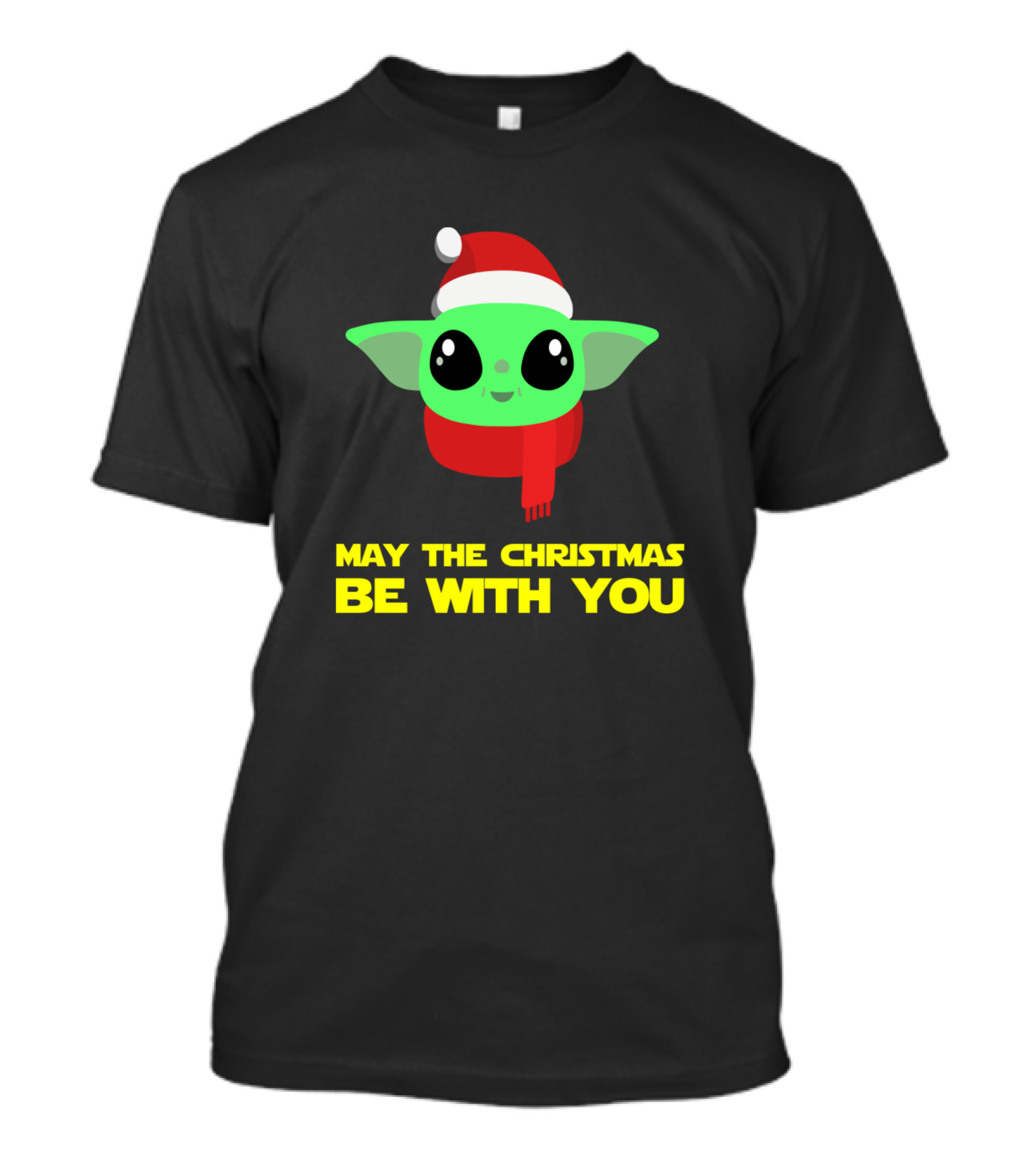 May The Christmas Be With You Santa Hat And Scarf Green Character T-Shirt