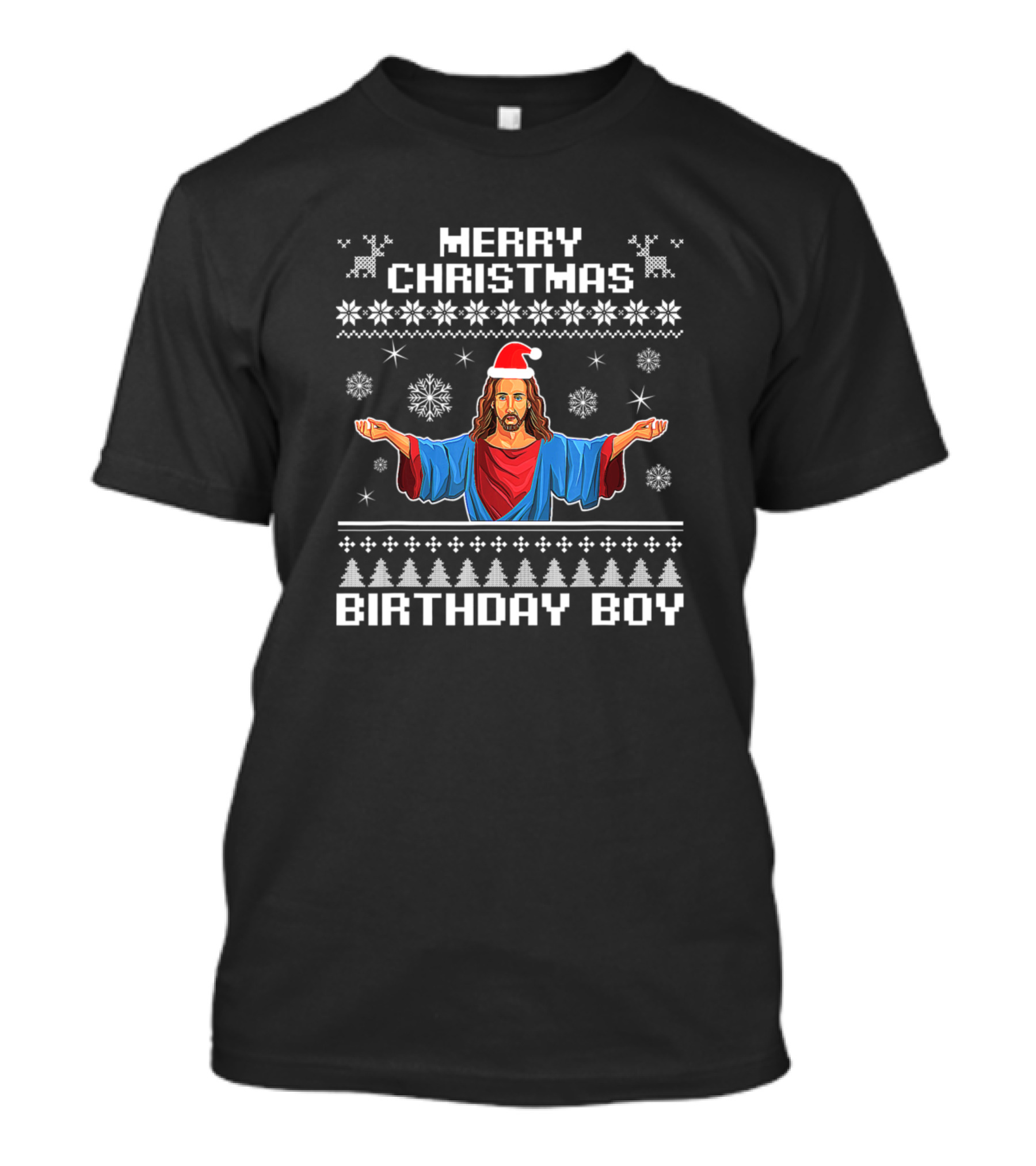 Merry Christmas Birthday Boy Jesus Christ Santa Hat T-Shirt
