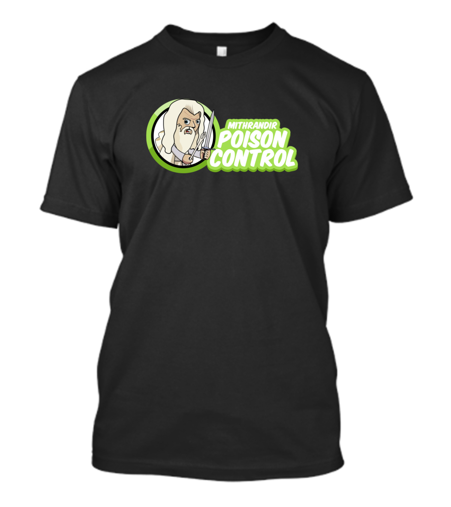 Mithrandir Poison Control Cartoon Wizard Character In Green Circle T-Shirt