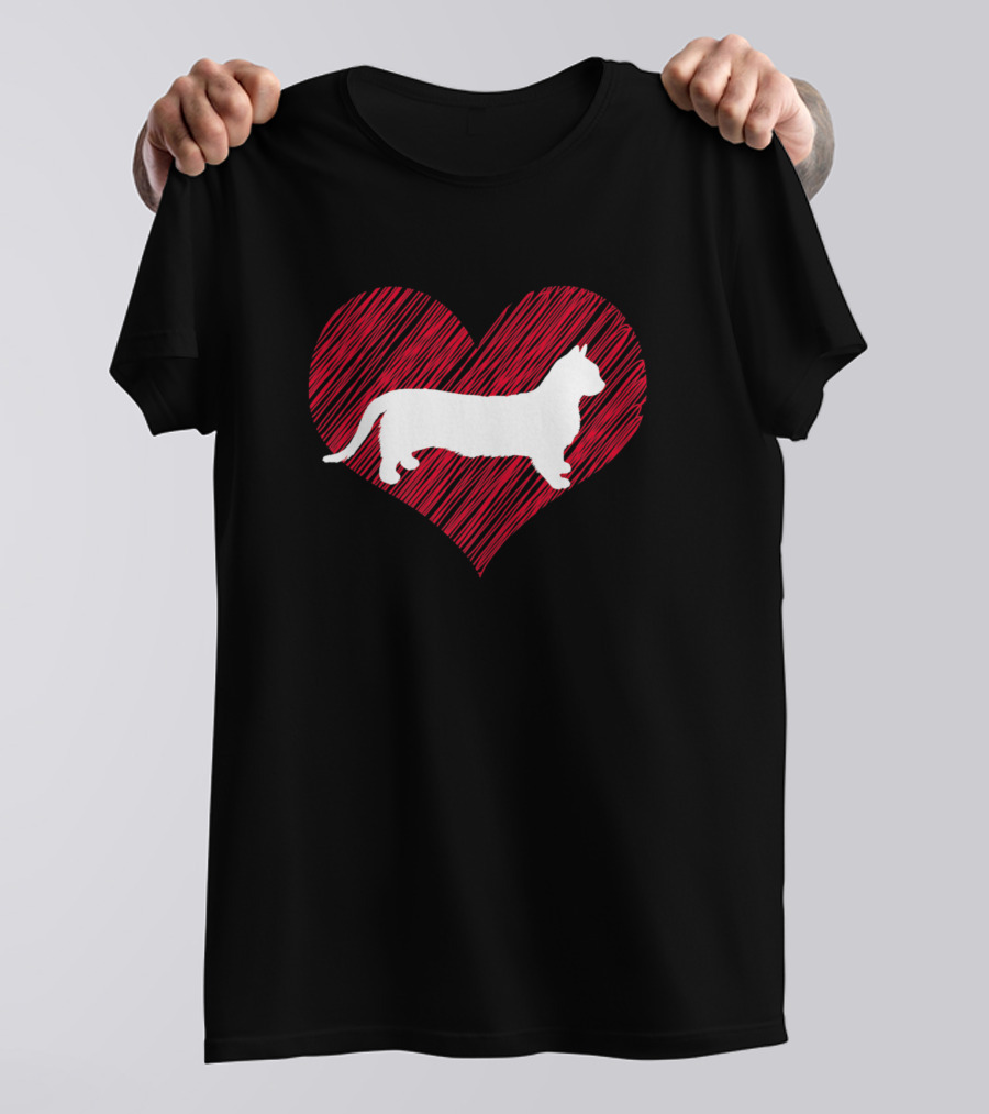 Munchkin Cat Heart Silhouette For Cat Owners And Lovers T-Shirt