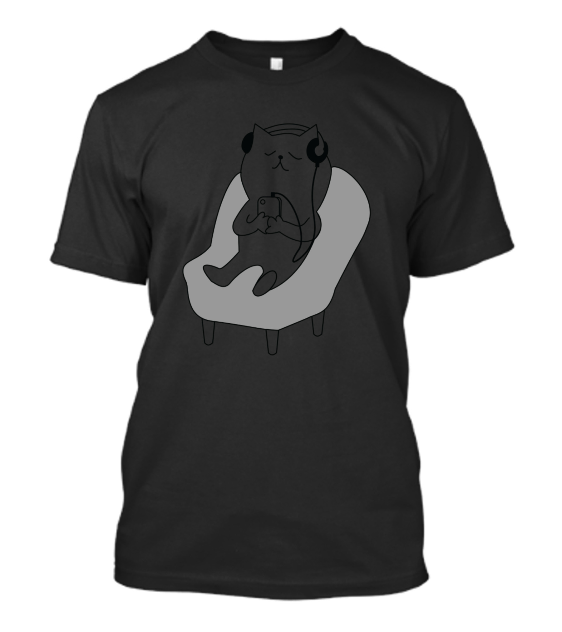 Relaxing Cat Listening To Music On Headphones T-Shirt