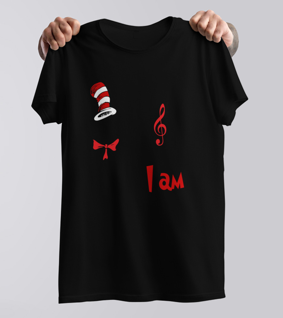 Music Teacher I Am Dr Seuss Hat And Bow Tie Whimsical Musical Note T-Shirt