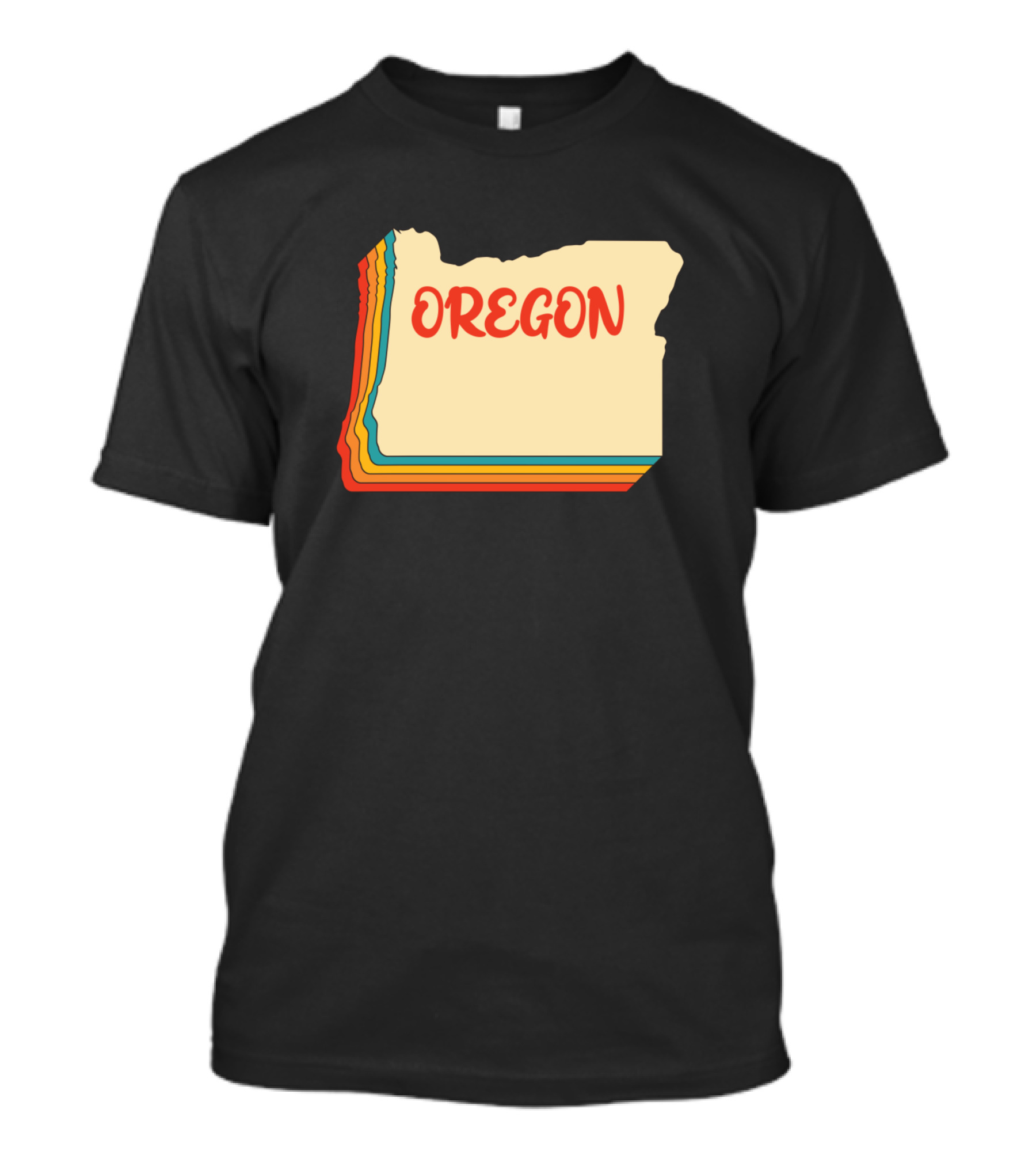 Oregon Map Outline Retro Vintage Home State Multicolor Lines T-Shirt