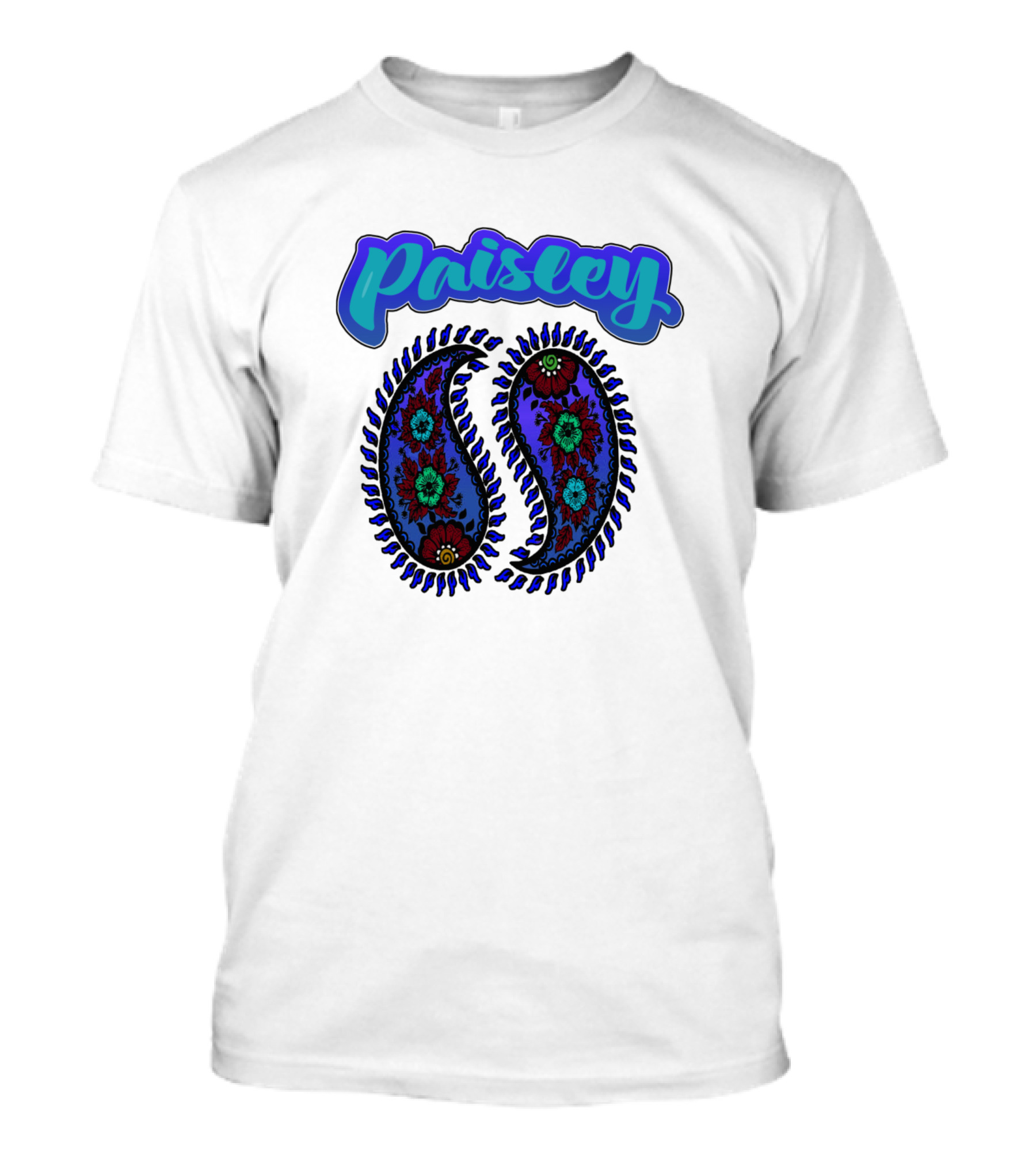 Paisley Blue Floral Pattern With Vibrant Accents T-Shirt