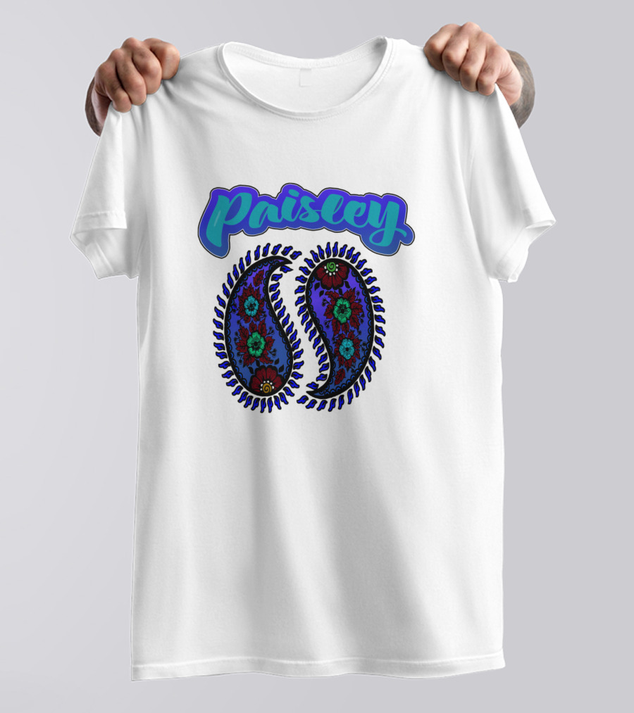 Paisley Blue Floral Pattern With Vibrant Accents T-Shirt