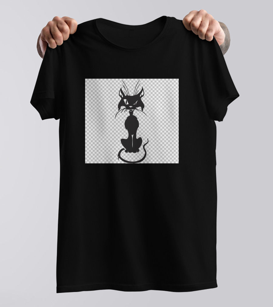 Papillon Black Cat Silhouette Transparent T-Shirt