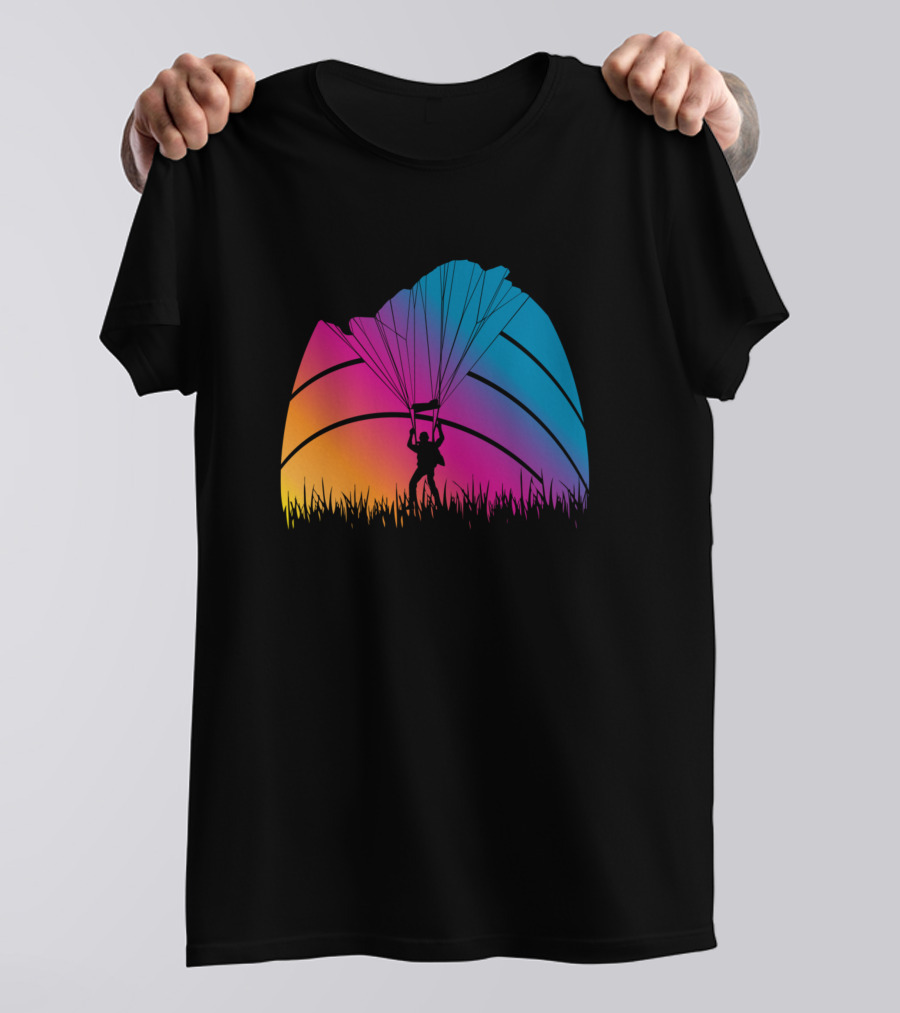 Paragliding Adventure Colorful Sunset Gradient Paraglider T-Shirt