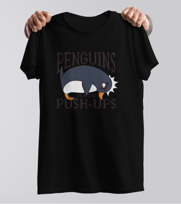 Penguins Push-Ups Funny Exercise Animal Joke T-Shirt