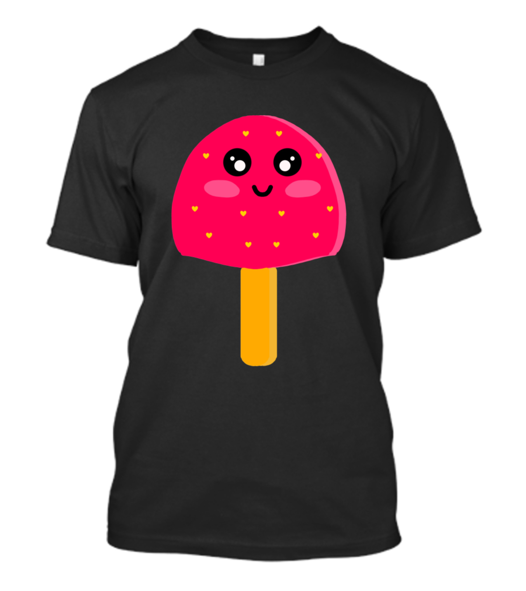 Pink Strawberry Ice Cream Cute Kawaii Heart Faces T-Shirt