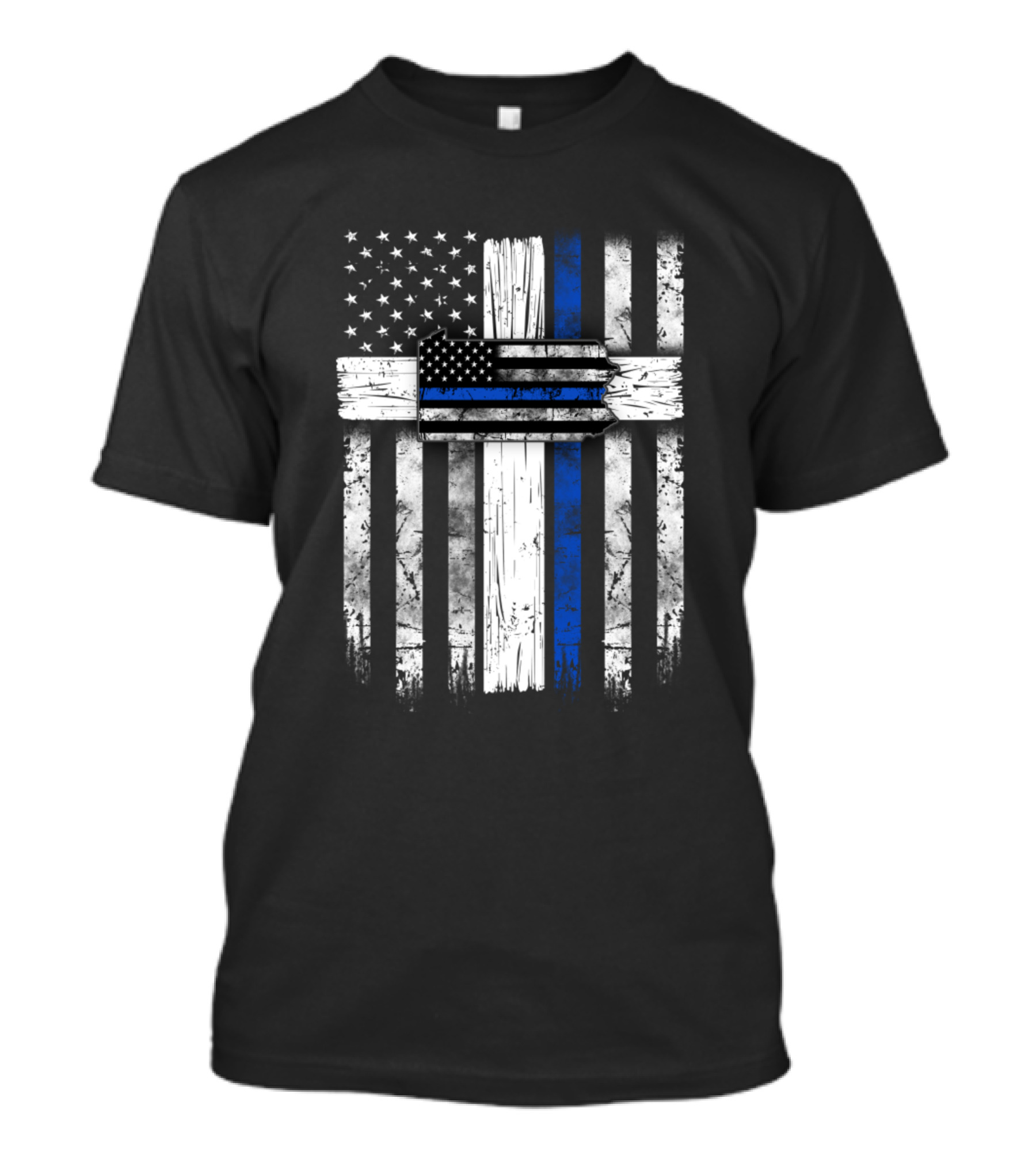 Police Officer Pennsylvania Thin Blue Line American Flag T-Shirt