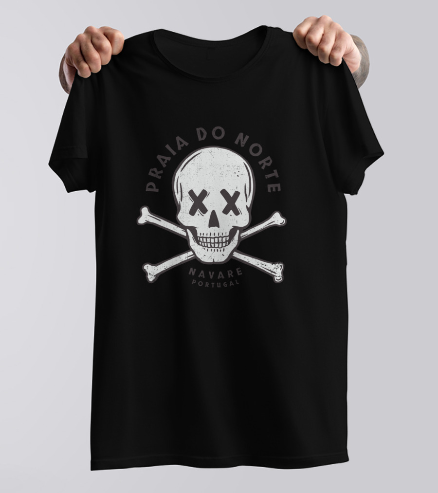Praia Do Norte Navare Portugal Skull And Crossbones T-Shirt