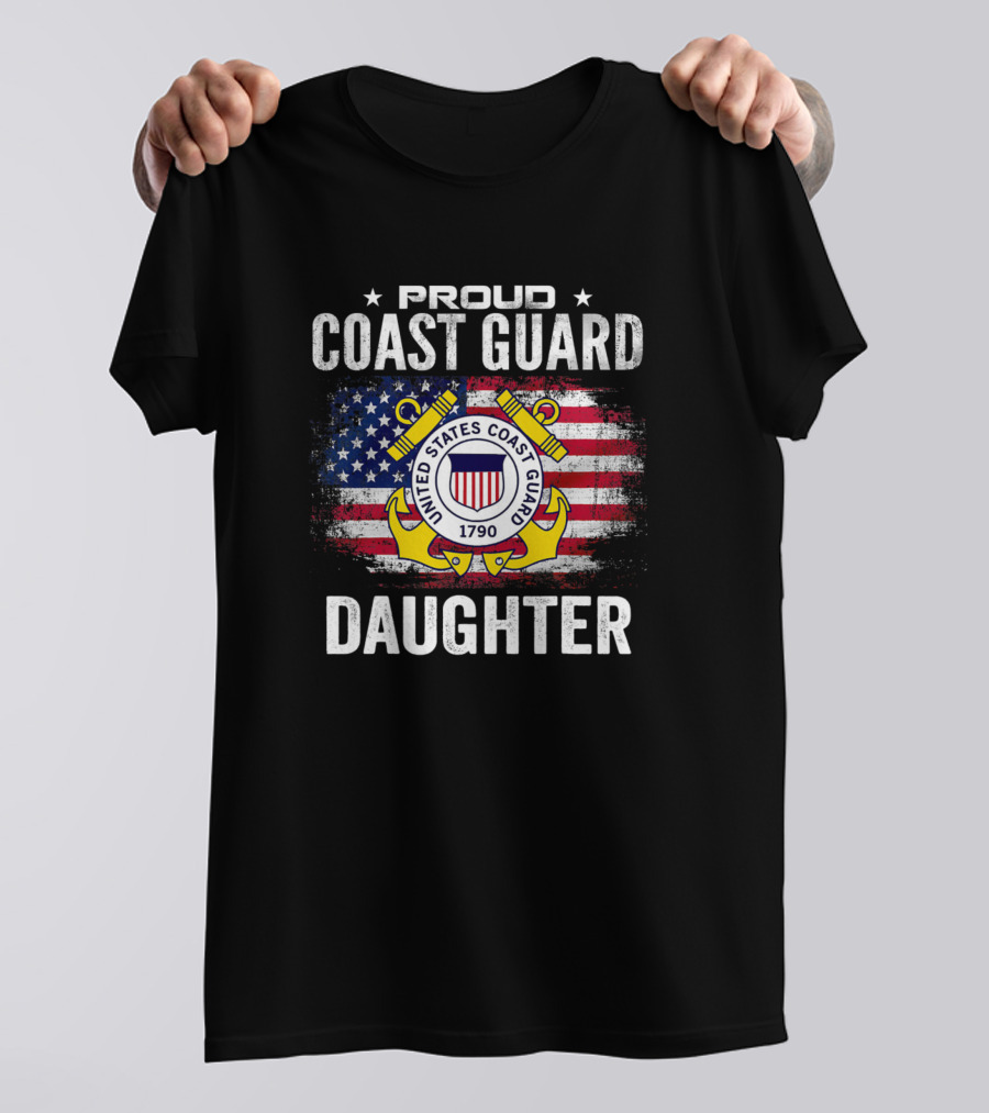 Proud Coast Guard Daughter United States Coast Guard American Flag 1790 T-Shirt
